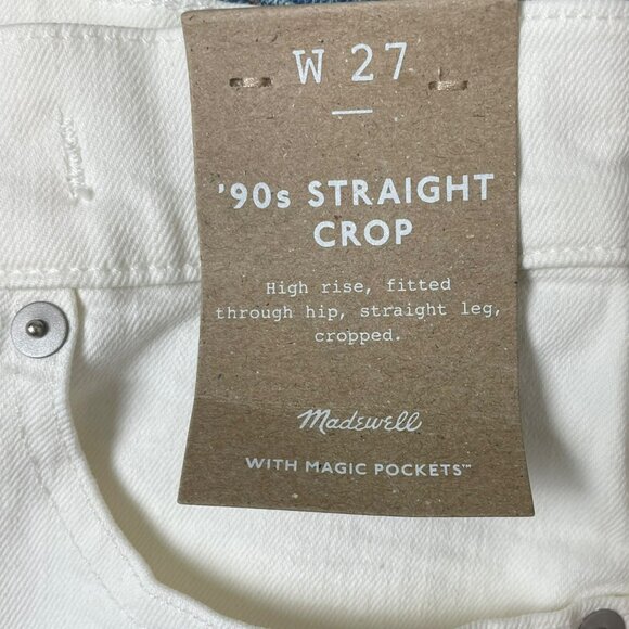 Madewell The '90s‎ Straight Crop Jean Tile White Size 27 High Rise Raw Hem NQ179 - Picture 3 of 15